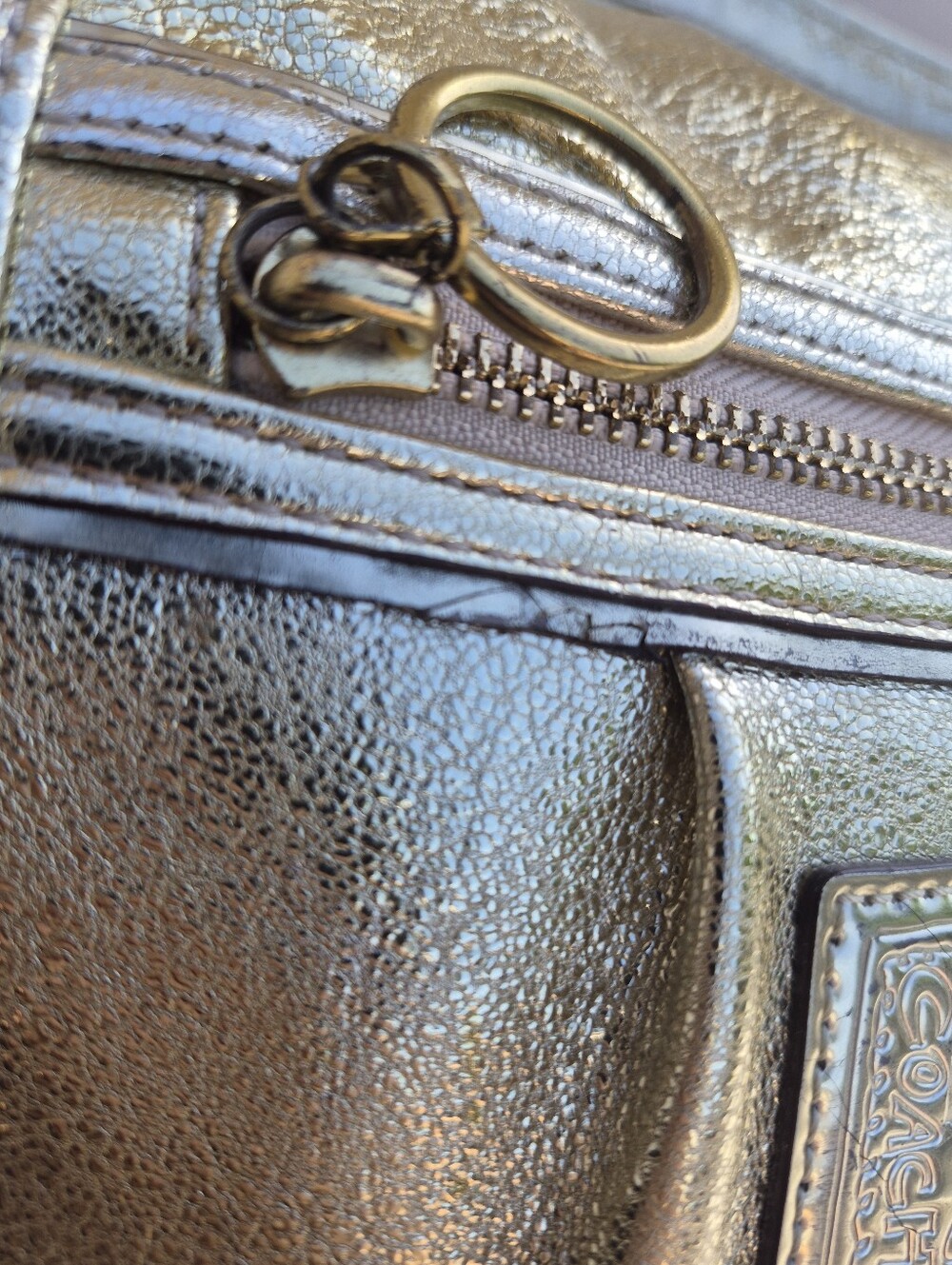 Coach Poppy "Jazzy" Hobo Crossbody Bag in Metallic Gold - Picture 9 of 16